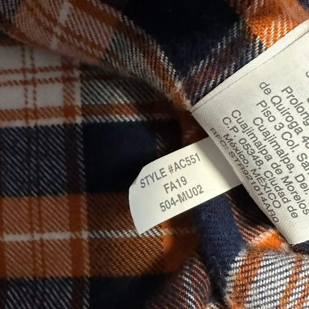 J. Crew Flannel Classic Fit Button Down Blue and Orange Plaid Size L